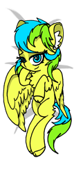 Size: 1142x2660 | Tagged: safe, artist:rainbowwing, oc, oc:nature guard, pegasus, pony, chest fluff, cloven hooves, ear fluff, looking at you, smiling