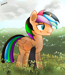 Size: 3572x4080 | Tagged: safe, artist:fededash, oc, oc only, oc:litesword, alicorn, pony, alicorn oc, cloud, horn, tree, wings