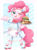 Size: 1556x2128 | Tagged: safe, artist:ginmaruxx, pinkie pie, earth pony, pony, g4, bipedal, blushing, bow, burger, cheeseburger, clothes, cute, diapinkes, dress, female, food, hamburger, headband, heart, looking at you, mare, one eye closed, open mouth, open smile, plate, roller skates, simple background, smiling, smiling at you, solo, stars, waitress, white background, wink, winking at you