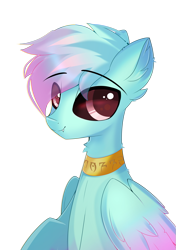 Size: 1748x2480 | Tagged: safe, artist:janelearts, oc, oc:#c0ffee, pegasus, pony, big eyes, bust, collar, cute, jewelry, looking at you, portrait, simple background, smiling, solo, transparent background