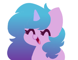 Size: 463x358 | Tagged: safe, artist:kittyrosie, izzy moonbow, pony, unicorn, g5, ^^, cute, eyes closed, izzybetes, open mouth, open smile, simple background, smiling, solo, white background