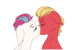 Size: 1920x1290 | Tagged: safe, artist:lavasokawaii, artist:rozyfly10, sprout cloverleaf, zipp storm, earth pony, pegasus, pony, g5, my little pony: a new generation, base used, cute, duo, eyes closed, female, kiss on the lips, kissing, male, mare, ship:cloverstorm, shipping, simple background, sproutbetes, stallion, straight, transparent background, vector