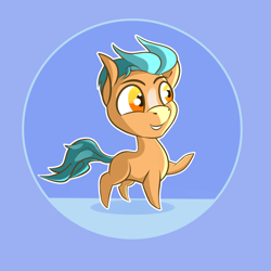 Size: 1500x1500 | Tagged: safe, artist:tyleks, hitch trailblazer, earth pony, pony, g5, my little pony: a new generation, chibi, clip studio paint, colored, colt, colt hitch trailblazer, cute, foal, male, simple background, solo, younger