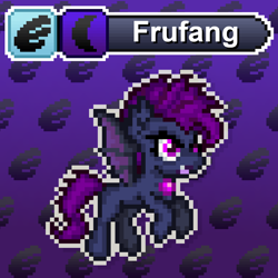 Size: 1024x1024 | Tagged: safe, artist:tony yotes, artist:yotes games, artist:yotesmark, oc, oc:frufang, bat, bat pony, fruit bat, pony, bat ponified, bat pony oc, bat wings, battle gem ponies, evil, pixel art, pokémon, ponymon, race swap, solo, wings