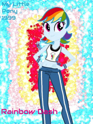 Size: 600x800 | Tagged: safe, artist:desireesamaniego, rainbow dash, human, equestria girls, g4, '90s, belly button, female, hand on hip, solo