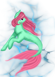 Size: 1280x1805 | Tagged: safe, artist:darqqui, minty, earth pony, pony, seapony (g4), g3, g4, digital art, female, fish tail, flowing mane, flowing tail, g3 to g4, generation leap, mare, ocean, pink mane, pink tail, purple eyes, seaponified, seapony minty, simple background, solo, species swap, swimming, tail, transparent background, underwater, water