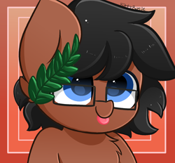 Size: 2800x2600 | Tagged: safe, artist:kittyrosie, oc, oc only, oc:laurel crown, pony, blushing, chest fluff, commission, ear fluff, glasses, high res, solo, tongue out