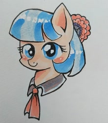 Size: 1080x1228 | Tagged: safe, artist:namaenonaipony, coco pommel, earth pony, pony, g4, female, looking at you, mare, solo, traditional art