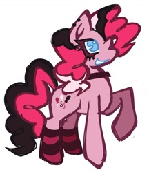 Size: 1127x1303 | Tagged: safe, artist:kidzombie_, pinkie pie, earth pony, pony, g4, choker, clothes, ear piercing, earring, emo, female, hair dye, jewelry, mare, piercing, raised hoof, simple background, socks, solo, white background