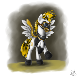 Size: 1500x1500 | Tagged: safe, artist:1jaz, oc, oc only, pony, artificial wings, augmented, goggles, mask, solo, wings