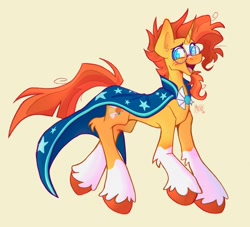 Size: 2048x1861 | Tagged: safe, artist:microsstash, sunburst, pony, unicorn, g4, cloak, clothes, cute, facial hair, glasses, goatee, looking at you, male, open mouth, open smile, simple background, smiling, solo, stallion, sunburst's cloak, sunburst's glasses, unshorn fetlocks