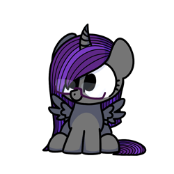 Size: 800x800 | Tagged: safe, artist:sugar morning, oc, oc only, oc:etheria galaxia, alicorn, pony, alicorn oc, chibi, commission, horn, simple background, sitting, solo, transparent background, wings, ych result