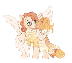 Size: 1280x1127 | Tagged: safe, artist:kusacakusaet, oc, oc only, pegasus, pony, clothes, deviantart watermark, female, mare, obtrusive watermark, pegasus oc, simple background, smiling, solo, watermark, white background, wings