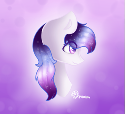 Size: 639x584 | Tagged: safe, artist:prettyshinegp, oc, oc only, earth pony, pony, abstract background, bust, earth pony oc, ethereal mane, female, mare, signature, solo, starry mane
