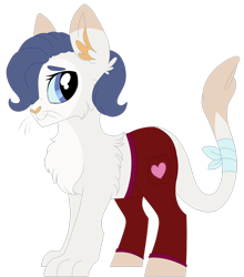 Size: 1600x1817 | Tagged: safe, artist:dilfistic, oc, oc only, hybrid, chest fluff, ear fluff, female, interspecies offspring, mare, offspring, parent:capper dapperpaws, parent:rarity, parents:capperity, simple background, smiling, solo, transparent background, whiskers