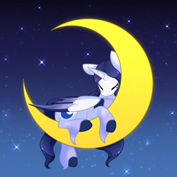 Size: 1920x1920 | Tagged: safe, artist:kurikiin, oc, oc:mythic moon, alicorn, bat pony, bat pony alicorn, pony, base used, bat wings, eyes closed, horn, moon, night, stars, wings