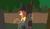 Size: 657x380 | Tagged: safe, artist:fangasmic, apple bloom, oc, oc:ruby, oc:ruby (story of the blanks), earth pony, ghost, ghost pony, pony, story of the blanks, g4, bow, everfree forest, female, filly, foal, forest, glowing, glowing eyes, hair bow, mare, path, raised hoof, sitting, smiling, tree, youtube link