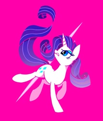 Size: 771x900 | Tagged: safe, artist:stacy_165cut, rarity, pony, unicorn, g4, female, horn, looking back, looking up, mare, pink background, simple background, solo