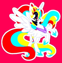 Size: 832x850 | Tagged: safe, artist:stacy_165cut, oc, oc only, alicorn, pony, female, horn, mare, red background, simple background, solo, spread wings, wings