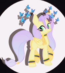 Size: 1080x1213 | Tagged: safe, artist:stacy_165cut, oc, oc only, butterfly, pegasus, pony, black background, butt, folded wings, plot, simple background, solo, wings