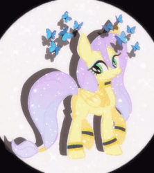 Size: 720x810 | Tagged: safe, artist:stacy_165cut, oc, oc only, butterfly, pegasus, pony, animated, black background, butt, folded wings, plot, simple background, solo, wings