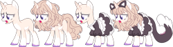 Size: 7412x2017 | Tagged: safe, artist:kurosawakuro, oc, pony, unicorn, augmented, augmented tail, bald, base used, clothes, female, maid, mare, simple background, solo, tail, transparent background