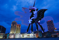 Size: 3800x2533 | Tagged: safe, artist:fruft, artist:thegiantponyfan, nightmare moon, alicorn, pony, g4, atlantic city, eyes closed, female, giant alicorn, giant nightmare moon, giant pony, giantess, high res, highrise ponies, irl, macro, mare, mega giant, mega nightmare moon, new jersey, night, open mouth, photo, ponies in real life