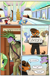 Size: 1280x1949 | Tagged: safe, artist:candyclumsy, spike, oc, griffon, comic:revolution of harmony, g4, comic, griffon oc, male, older, older spike, sign, train, train station