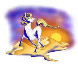 Size: 2732x2224 | Tagged: safe, artist:xcosmicghostx, oc, oc only, pony, saddle arabian, desert, high res, looking back, running, simple background, sunset, transparent background