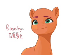 Size: 1140x855 | Tagged: safe, artist:rily, sunny starscout, earth pony, pony, g5, my little pony: a new generation, bald, base, simple background, smiling, solo, transparent background