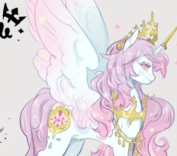 Size: 1155x1020 | Tagged: safe, artist:costly, oc, oc only, alicorn, pony, female, horn, jewelry, mare, regalia, solo, spread wings, wings