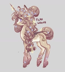 Size: 1314x1443 | Tagged: safe, artist:costly, oc, oc only, oc:flax weave, pony, unicorn, female, gray background, horn, mare, profile, simple background, solo