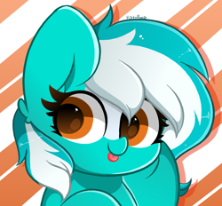 Size: 2800x2600 | Tagged: safe, artist:kittyrosie, oc, oc only, earth pony, pony, :p, blaze (coat marking), bust, coat markings, cute, earth pony oc, facial markings, female, high res, mare, not lyra, ocbetes, solo, striped background, tongue out