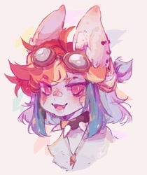 Size: 1177x1398 | Tagged: safe, artist:sugarcloud59, rainbow dash, pegasus, pony, g4, alternate design, aviator goggles, bandage, bandaid, bandaid on nose, collar, ear piercing, earring, female, goggles, jewelry, necklace, piercing, solo, spiked collar