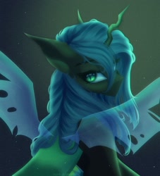 Size: 2000x2200 | Tagged: safe, artist:muna, queen chrysalis, changeling, changeling queen, g4, female, high res, looking at you, solo, transparent wings, wings
