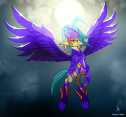 Size: 1518x1400 | Tagged: safe, artist:zidanemina, princess skystar, hippogriff, g4, my little pony: the movie, armor, colored, female, flying, solo, wings
