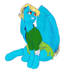 Size: 3649x3785 | Tagged: safe, artist:henyoki, oc, oc only, pegasus, pony, bandage, clothes, female, high res, mare, pegasus oc, simple background, smiling, solo, torn clothes, transparent background