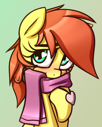 Size: 1788x2223 | Tagged: safe, artist:jetwave, oc, oc only, oc:nima heart, earth pony, pony, blushing, bust, clothes, commission, female, heart, heart eyes, mare, scarf, shy, solo, wingding eyes