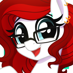 Size: 2048x2048 | Tagged: safe, artist:whitequartztheartist, pegasus, pony, ear piercing, glasses, high res, piercing, simple background, solo