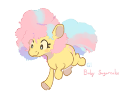 Size: 543x413 | Tagged: safe, artist:bananasmores, baby sugarcake, earth pony, pony, simple background, solo, white background