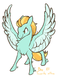 Size: 340x434 | Tagged: safe, artist:bananasmores, lightning dust, pegasus, pony, g4, chest fluff, female, mare, simple background, smiling, solo, spread wings, white background, wings