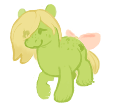 Size: 566x478 | Tagged: safe, artist:bananasmores, baby leaper, earth pony, pony, g1, baby, baby pony, bow, colt, cute, foal, leaperbetes, male, playtime baby brother pony, simple background, solo, tail, tail bow, unshorn fetlocks, white background