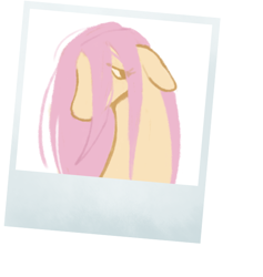 Size: 568x600 | Tagged: safe, artist:bananasmores, part of a set, fluttershy, pegasus, pony, g4, bust, floppy ears, polaroid, solo