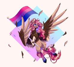 Size: 5202x4714 | Tagged: safe, artist:honeybbear, oc, oc only, pegasus, pony, bisexual pride flag, pride, pride flag, solo