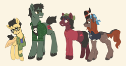 Size: 1280x670 | Tagged: safe, artist:brobobot, oc, oc only, earth pony, kirin, pegasus, pony, solo