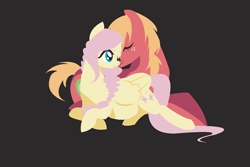Size: 450x300 | Tagged: safe, artist:camsdart, edit, big macintosh, fluttershy, earth pony, pegasus, pony, g4, alternate hairstyle, black background, braid, cropped, eyes closed, female, lying down, male, mare, missing accessory, nuzzling, one eye closed, preggoshy, pregnant, prone, ship:fluttermac, shipping, simple background, stallion, straight