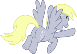 Size: 8000x5625 | Tagged: safe, artist:luckreza8, derpy hooves, pegasus, pony, g4, no second prances, season 6, .svg available, ^^, absurd resolution, bubble butt, butt, cute, derpabetes, eyes closed, female, flying, grin, hello, mare, plot, rear view, simple background, smiling, solo, spread wings, transparent background, vector, waving, wings