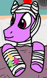 Size: 158x260 | Tagged: safe, artist:ladyanidraws, edit, bandage pony, hard knocks, earth pony, pony, g4, bandage, bed, blanket, clover, cropped, heart, hospital, hospital bed, lightning, male, pillow, smiling, stallion, sticker