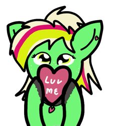 Size: 459x510 | Tagged: safe, artist:cocacola1012, oc, oc only, oc:gumdrops, pegasus, pony, collar, heart, simple background, solo, text, transparent background