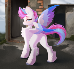 Size: 4096x3820 | Tagged: safe, alternate version, artist:kebchach, zipp storm, pegasus, pony, g5, butt, chest fluff, female, high res, looking at you, looking back, looking back at you, mare, no mouth, plot, rear view, solo, zippbutt